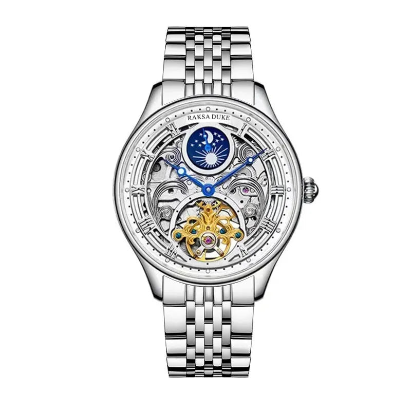 Men's waterproof business watch with stainless steel strap showing 16mm thickness
