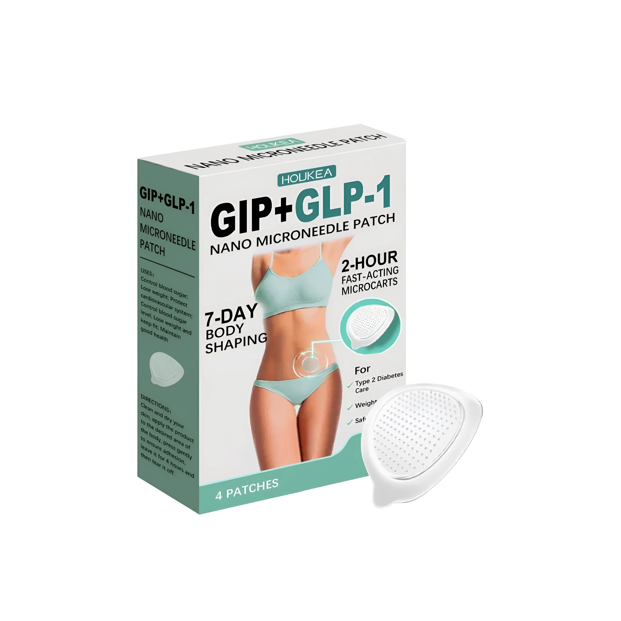 Pack of four nano microneedle skin patches for facial treatment with acetyl hexapeptide-8 and cinnamon extract.