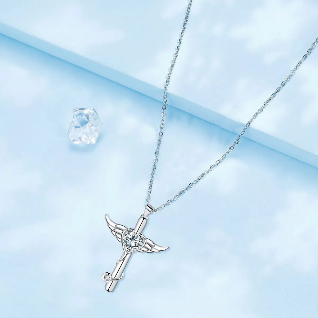 Copper cross stethoscope necklace with personality wings design in electroplated finish