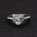 Women's heart-shaped wedding ring with crystal accents in rose gold or silvery finish