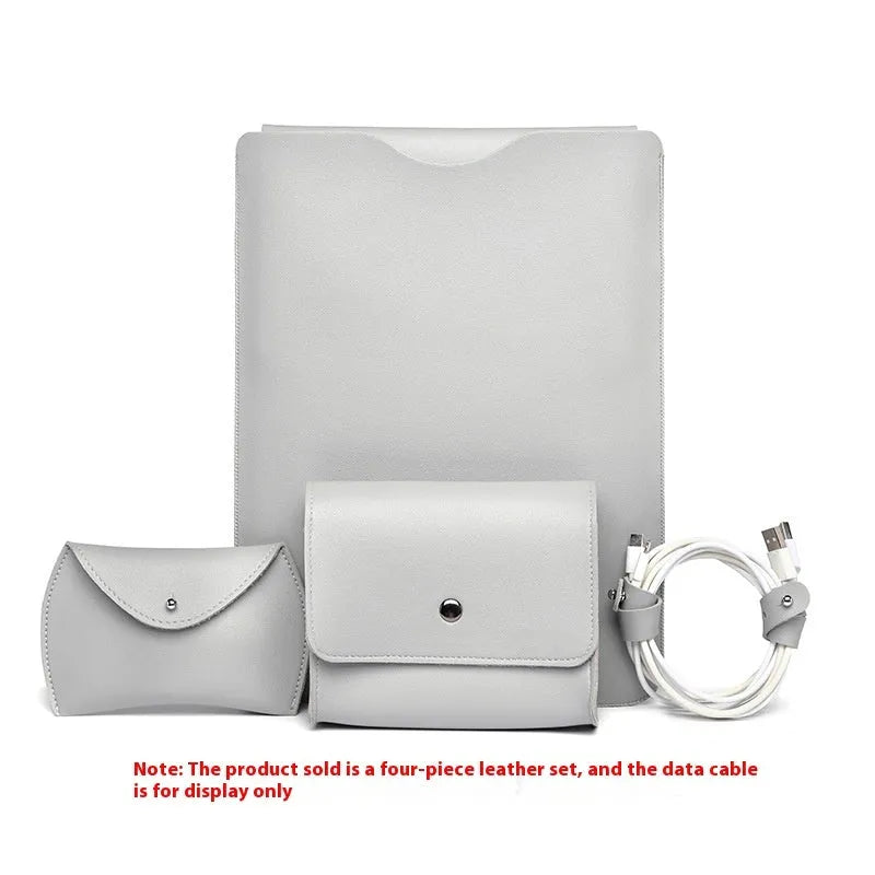 Set of four brown imitation leather edge protector pieces for a MacBook laptop