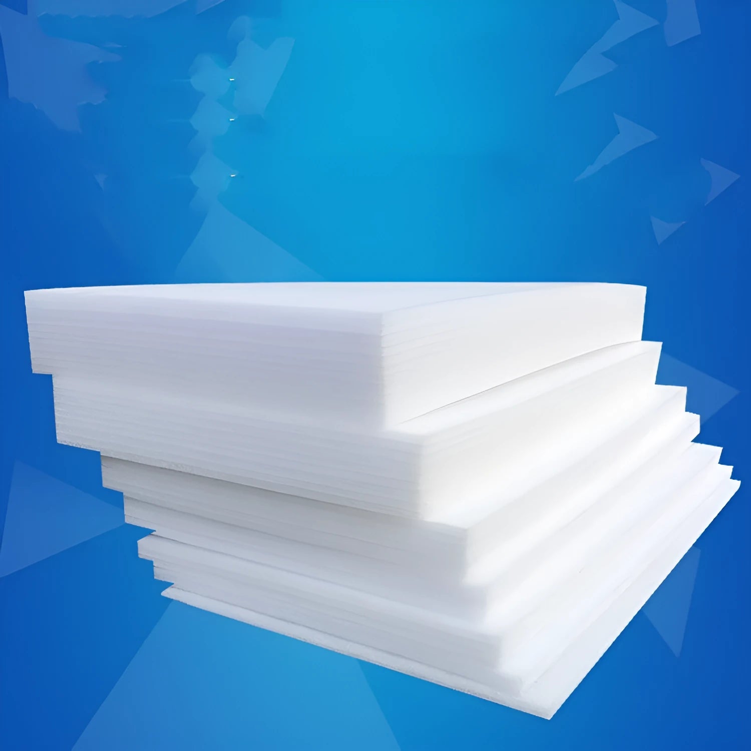 White EPE pearl cotton foam board showing its large 2 metre by 1 metre flat surface and 10mm thickness.