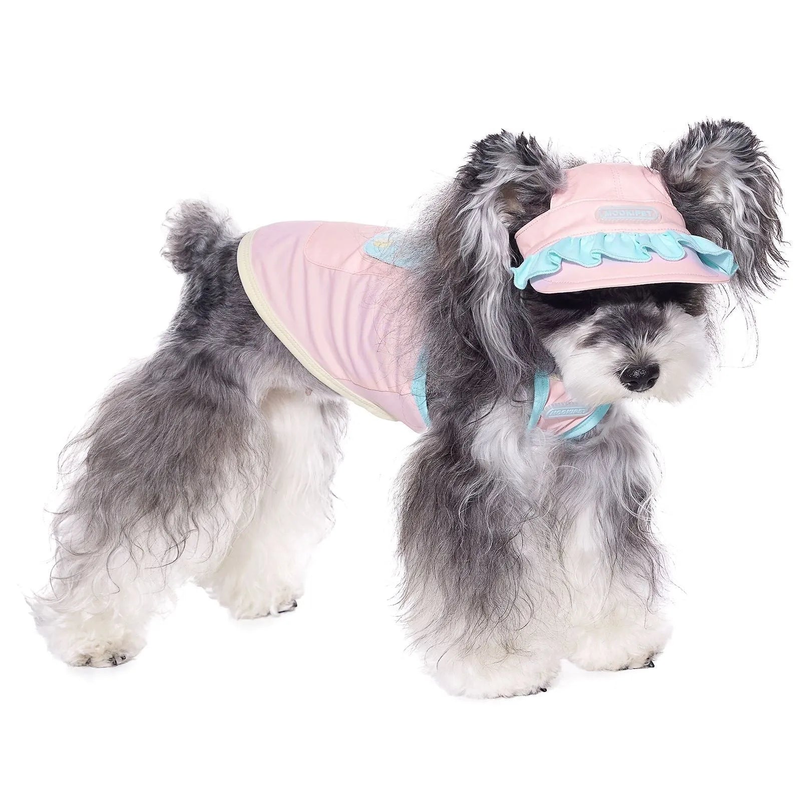 Pink dog hat with exposed ears for small dogs, 88% nylon 12% spandex, summer casual style