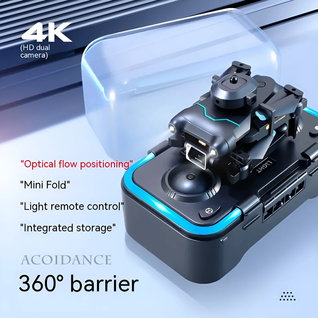 Black four-axis obstacle avoidance drone with dual cameras for aerial photography