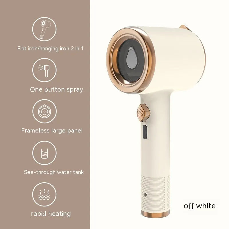 Mini portable handheld garment steamer in green with titanium soleplate and 50ml water tank