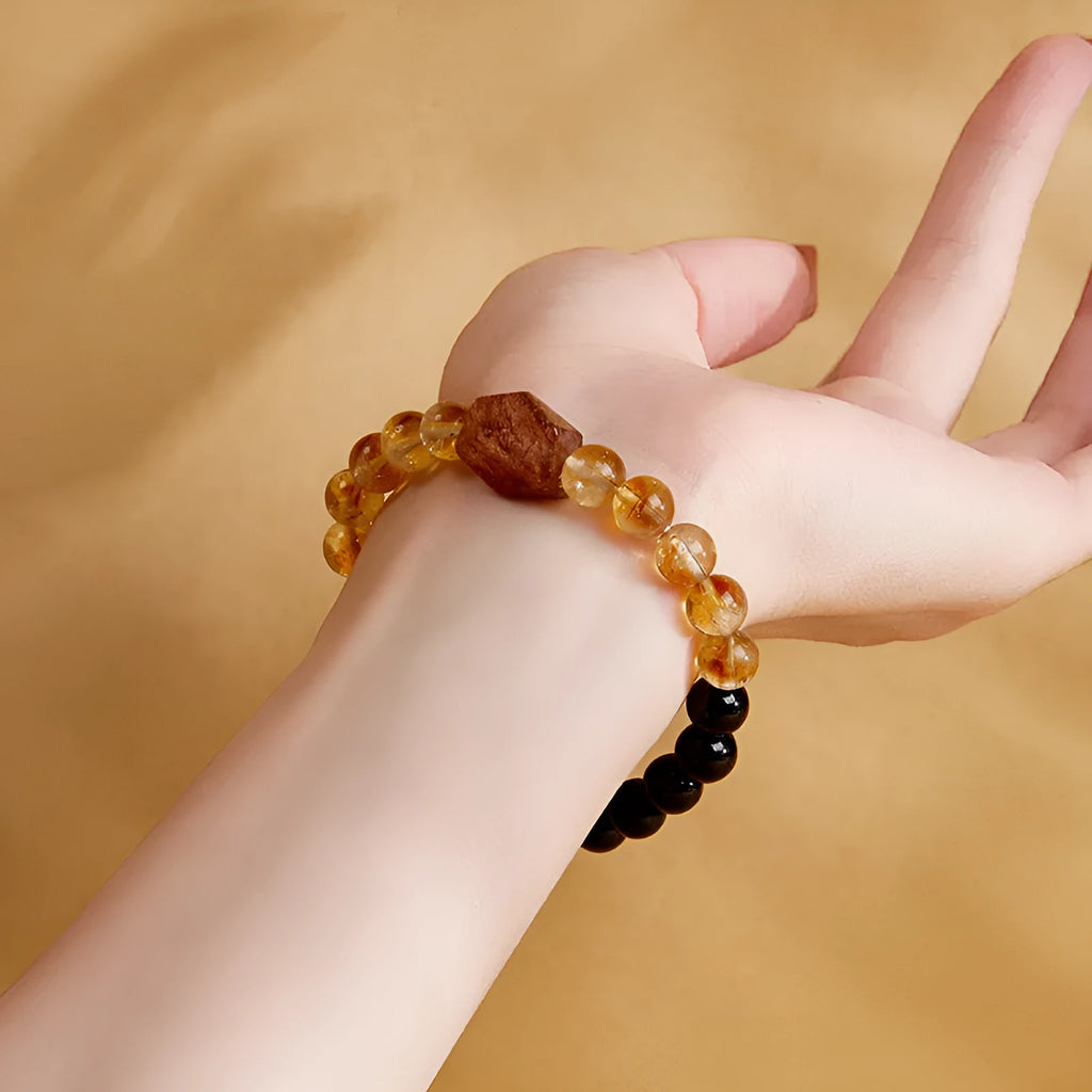Natural obsidian women's bracelet in Ink Cloud Jinhua style, Ink Rhyme colour option, with certificate