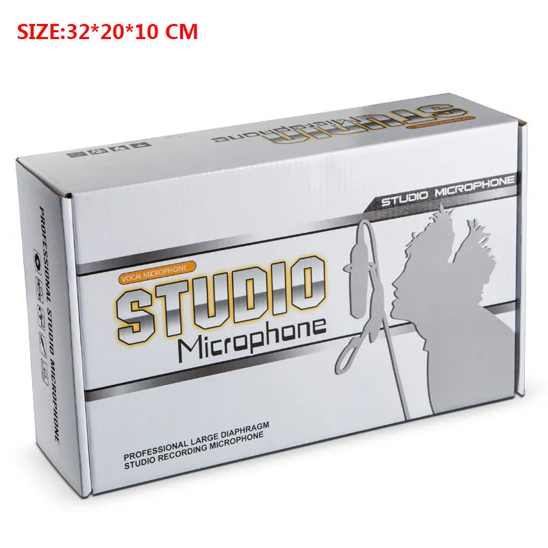 Retro-style USB condenser microphone with cable for computer K song recording and live streaming.