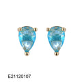Gold-plated drop earrings with pear-shaped candy-coloured cubic zirconia stones on a simple setting.