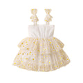Flower mesh girls' dress suspenders in white with cotton lining, princess style, suitable for height 80-140cm