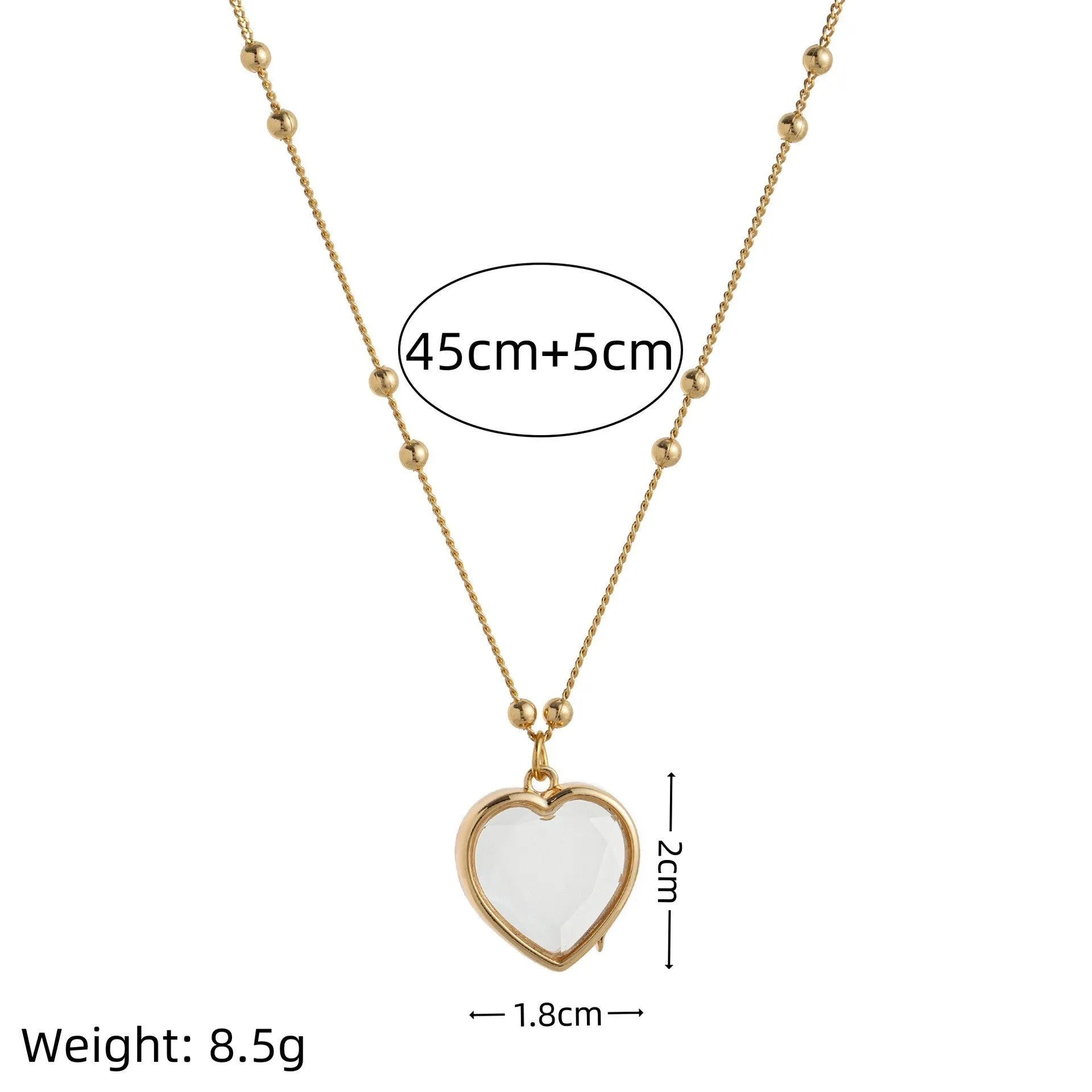 Heart-shaped copper glass box pendant necklace with O-ring chain and monthly birthstone colour insert