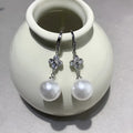 French micro inlaid sparkling diamond pearl earrings with rhinestone accents, two styles