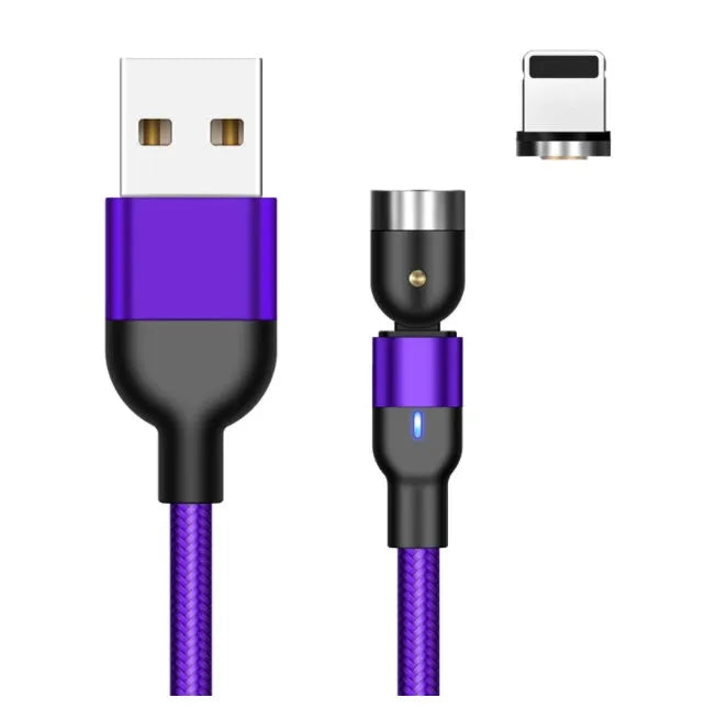 Essager 360-degree rotate magnetic USB-C charging cable with nylon braid, blue LED indicator, and aluminium alloy connector in black