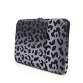 Leopard print laptop sleeve with flannel lining for 13-inch and 15.6-inch devices