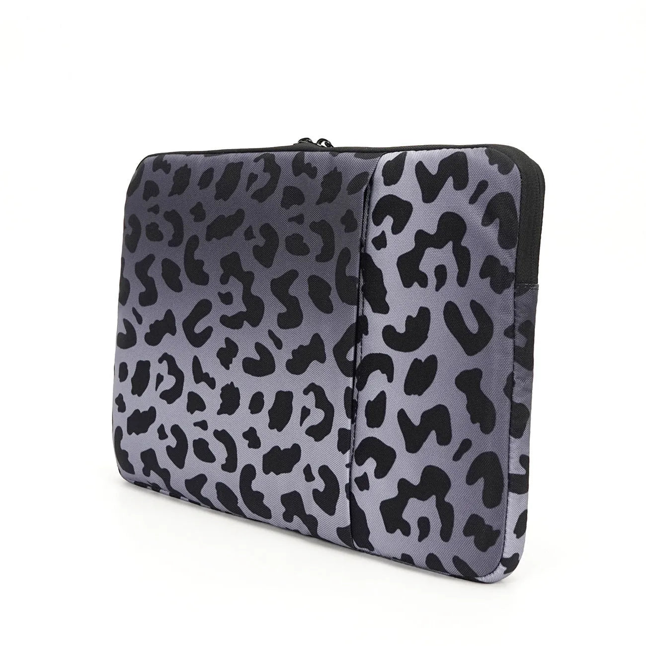 Leopard print laptop sleeve with flannel lining for 13-inch and 15.6-inch devices
