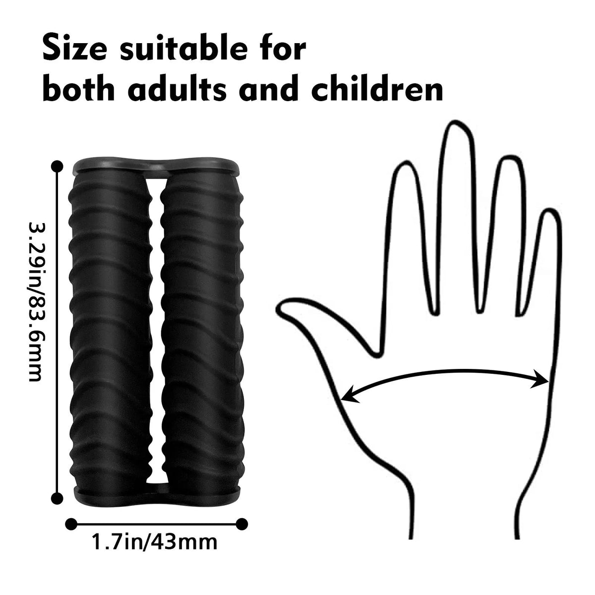 Black silicone decompression roller palm massage toy with Common, Stripe or Wave texture option