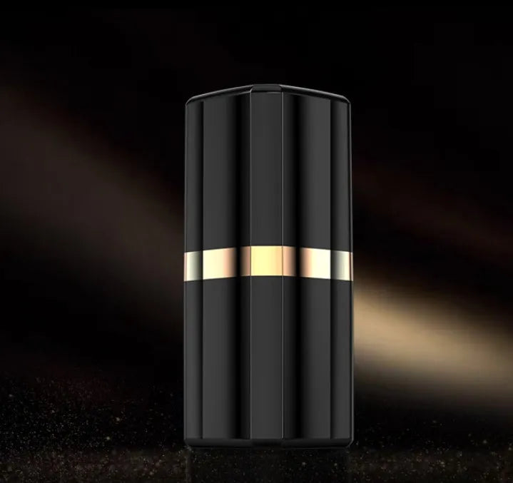 Fashion lipstick-shaped wireless Bluetooth earphones in black, pink, purple, and white colours with charging case