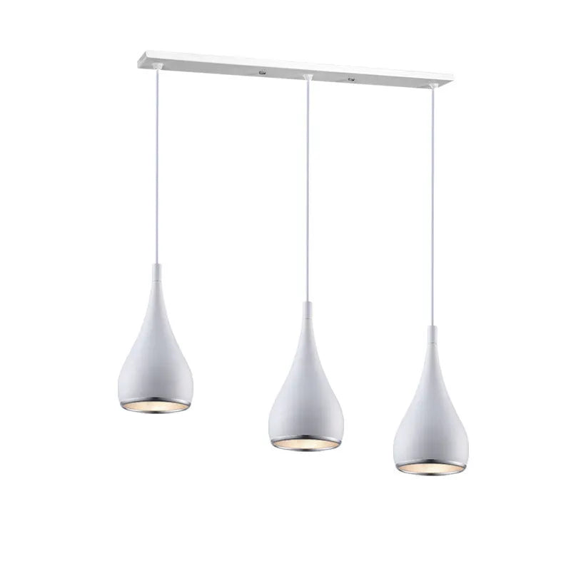 Iron minimalist chandelier lamp in black finish with three-head disc configuration for ceiling mounting