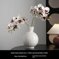White ceramic striped ball vase in American country style with optional floral arrangements