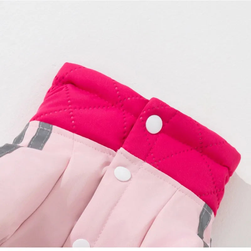 Autumn winter dog down jacket with fleece lining for small medium dogs in red and yellow colour options