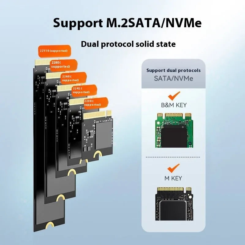 Black external hard disk enclosure with Type-C port for solid state drive installation