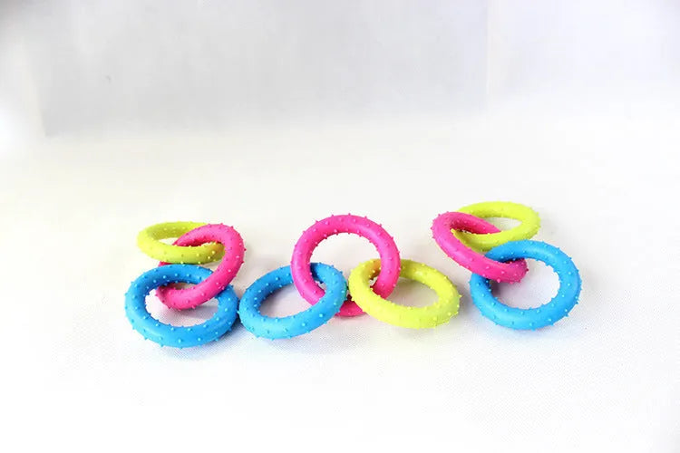 Rubber three-chain dog bite-resistant molar toy made from TPR material for pet dental health