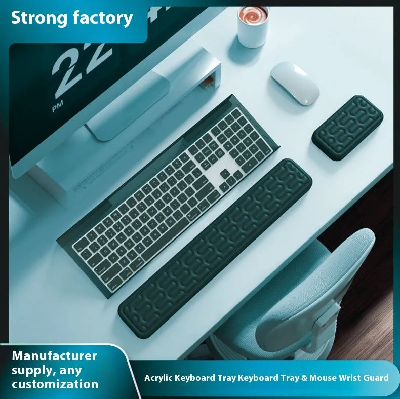 Double-sided keyboard mouse pad with memory foam wrist support in multiple colour options