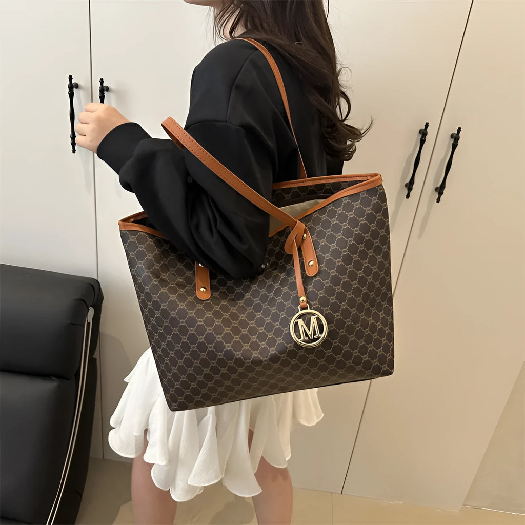 PU leather shoulder bag with sewing thread detail in black, shown with measurements.