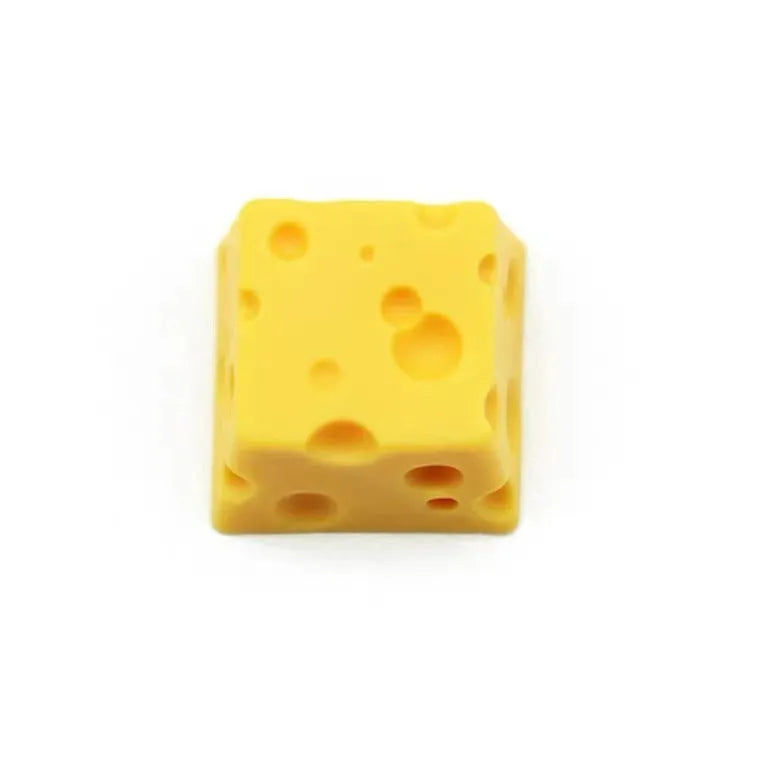 Yellow resin cheese keycap for mechanical keyboards with 3D design detail