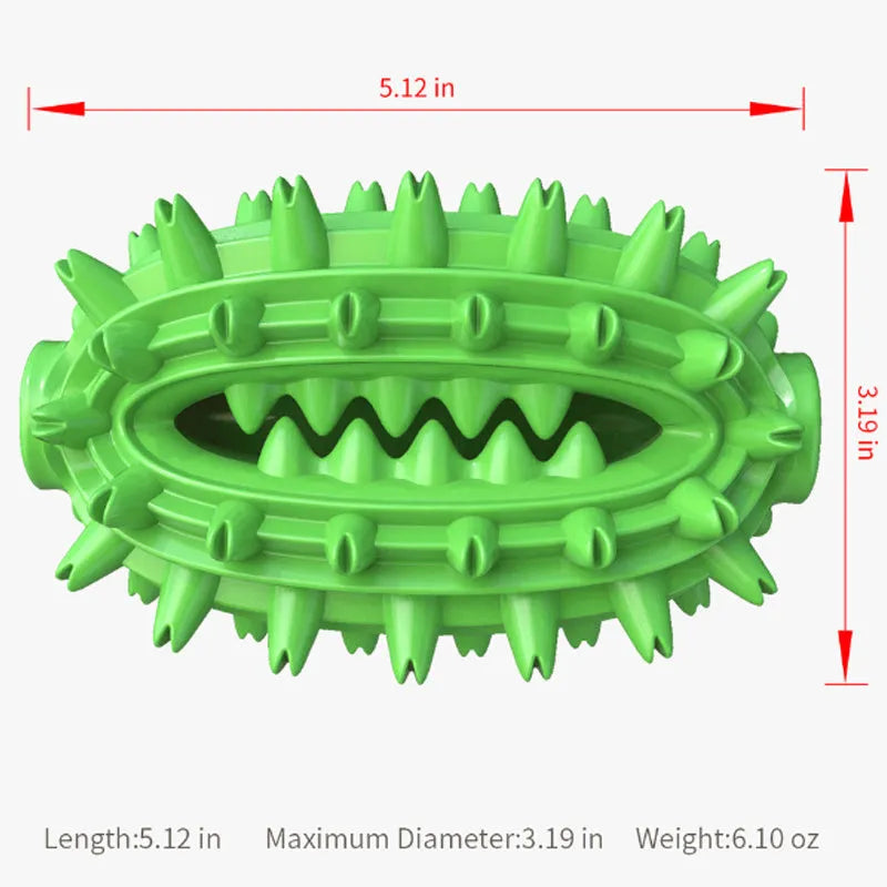 Green cactus-shaped dog chew toy for dental cleaning on a white background