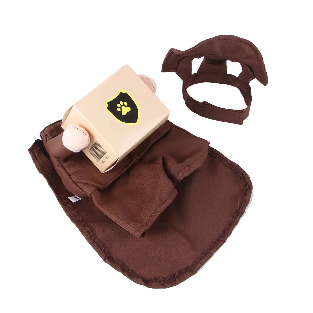 Polyester pet courier standing clothing in coffee colour for dogs, casual style