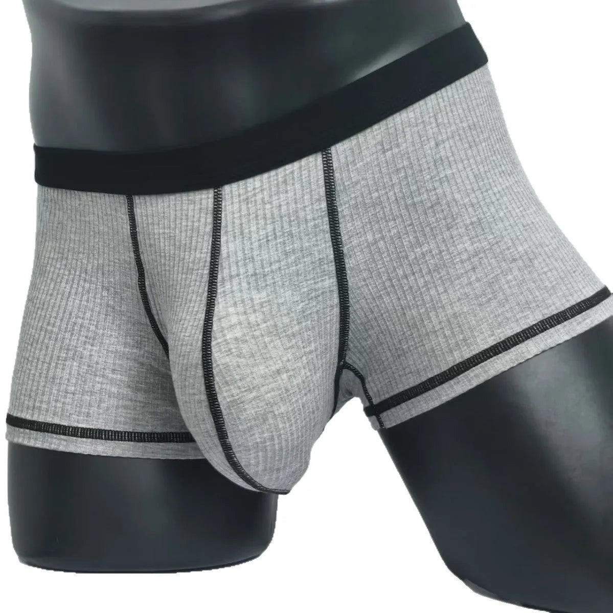 Men's breathable boxer shorts in army green colour showing lightweight fabric and shaping design