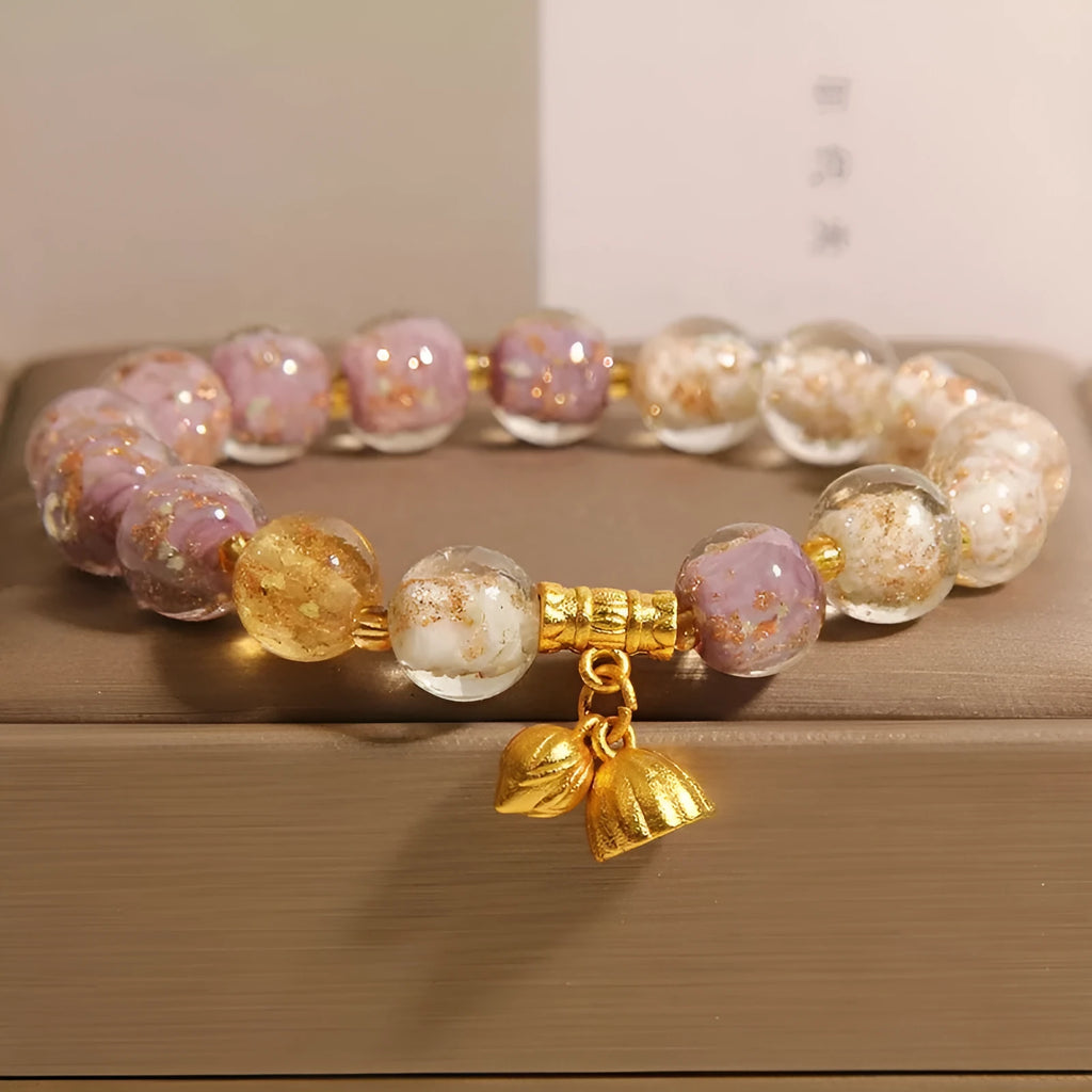 New Chinese style purple luminous glazed crystal bracelet for women fresh sweet style