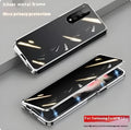 Samsung Z Fold magnetic suction glass phone case in transparent mirror finish with metal body and anti-fingerprint surface.