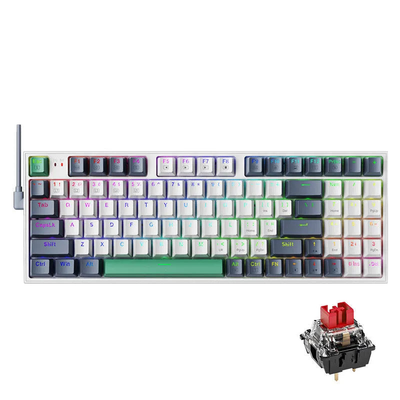 K500 94-key hot swap wired mechanical keyboard with RGB backlight and 90% layout in black