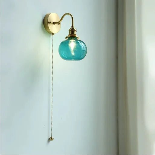 14cm glass pumpkin wall lamp in Japanese and American style, 220V, for living room, bathroom, bedside, or aisle