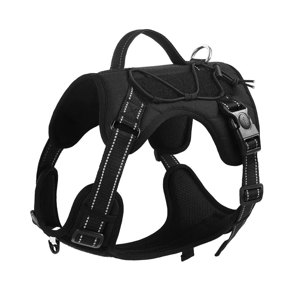 Reflective explosion-proof dog harness vest with hand-holding rope in orange, black, navy blue, brown, or dark purple colour options