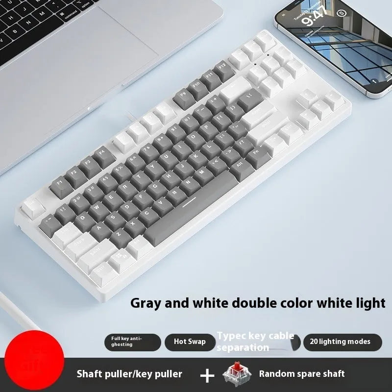 87-key wired mechanical keyboard with two-colour backlighting and hot-swappable switches