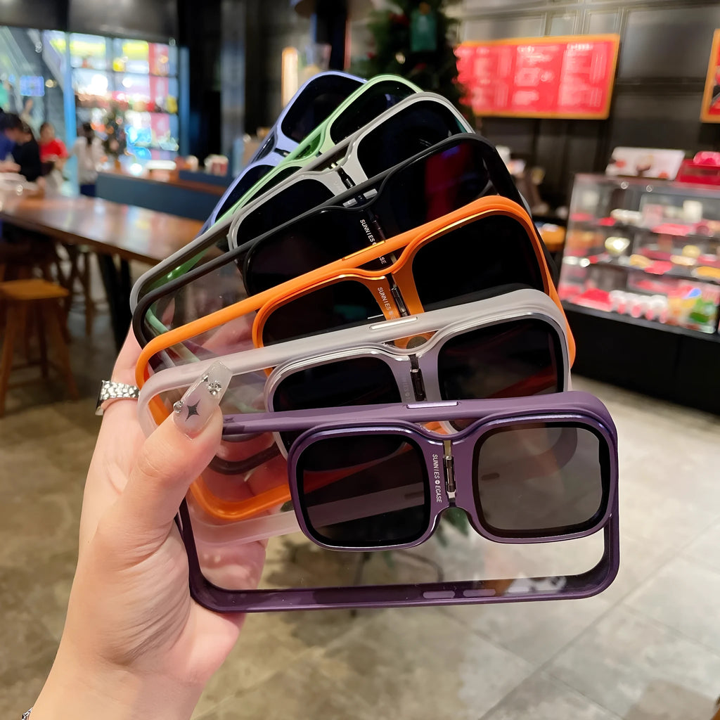 Lens drop protection high-permeability acrylic sunglasses holder phone case with invisible kickstand for iPhone