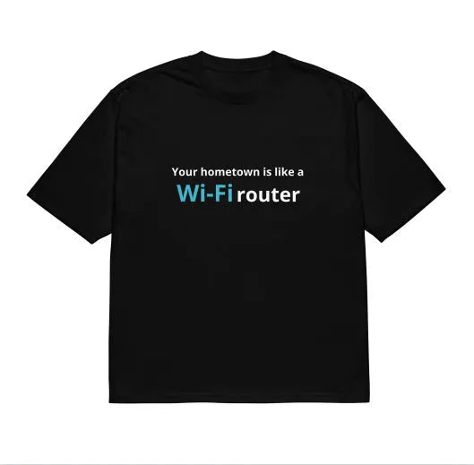 Man's black loose-fit t-shirt featuring a colourful 3D digital cartoon print on the front.