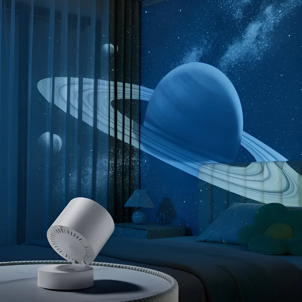 Dream Starry Sky Projection Lamp rotating with Bluetooth speaker, white, ABS PC, rechargeable USB