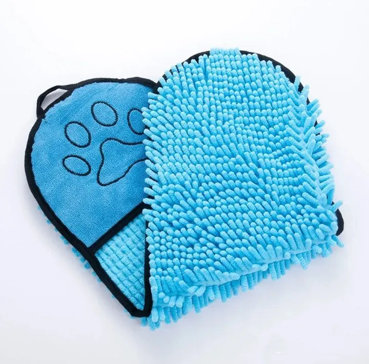 Blue pet bath robe towel measuring 62 by 23 cm for drying dogs and cats