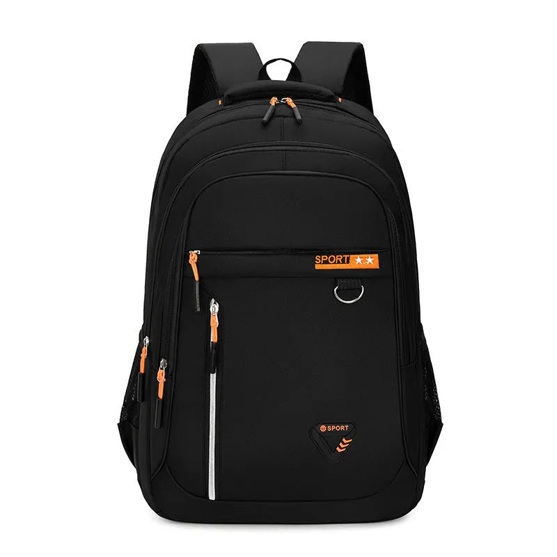 Men's Oxford cloth schoolbag in black with air pillow belt system and 20-35L capacity
