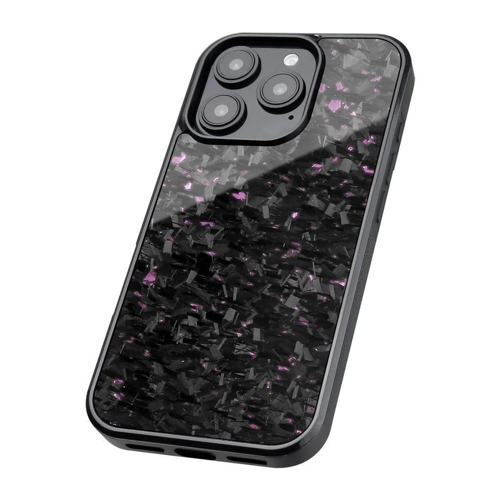 Carbon fibre forging twill magnetic phone case for iPhone 16 Pro Max in black half pack style
