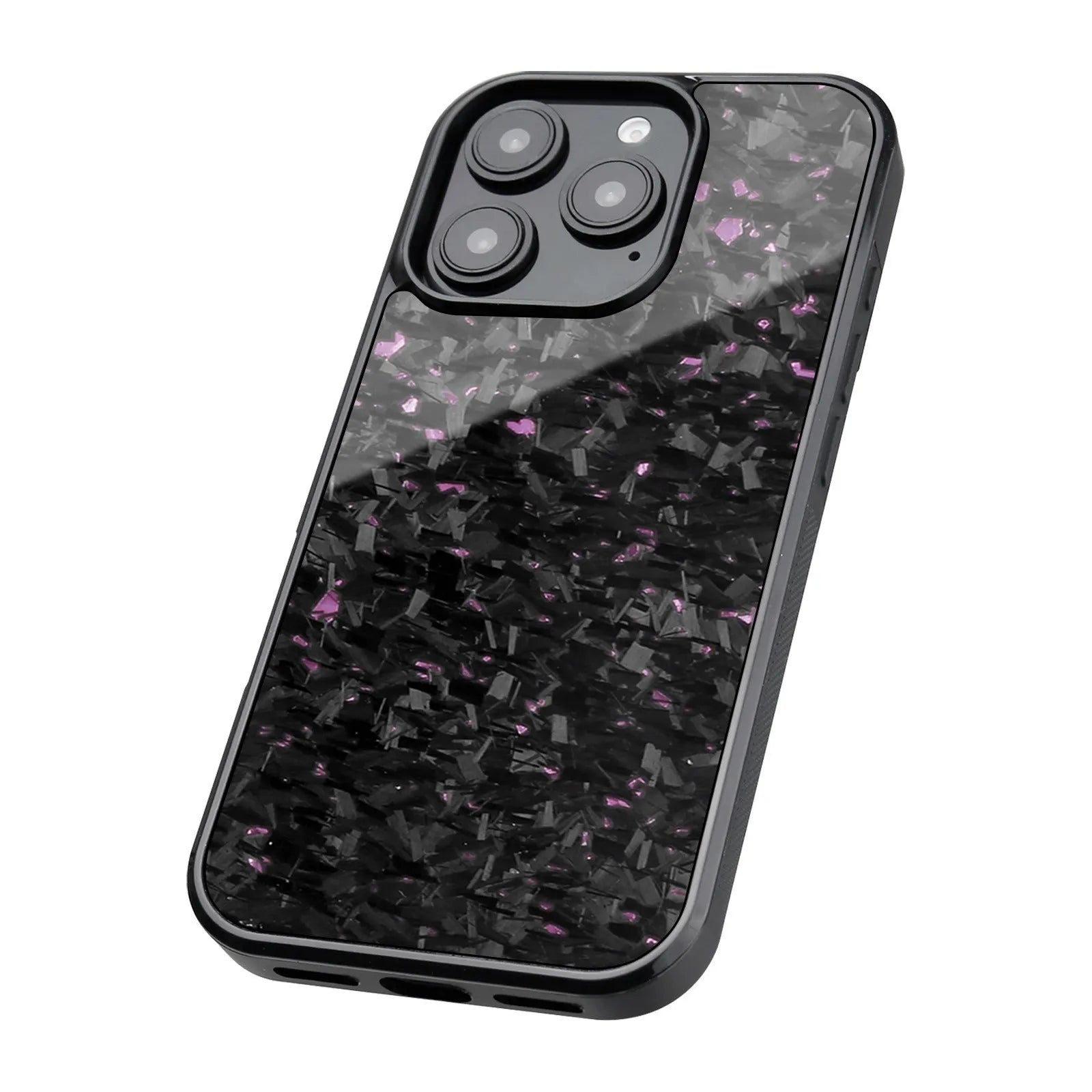 Carbon fibre forging twill magnetic phone case for iPhone 16 Pro Max in black half pack style