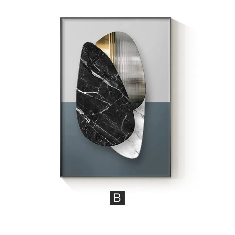 Abstract geometric pattern canvas wall art painting in modern colours on stretched canvas