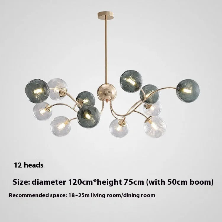 Nordic style adjustable pendant ceiling light with multiple heads in a modern living room.