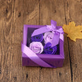 Handmade soap flower gift box in heart-shaped tin with red roses and bear, Valentine's Day gift