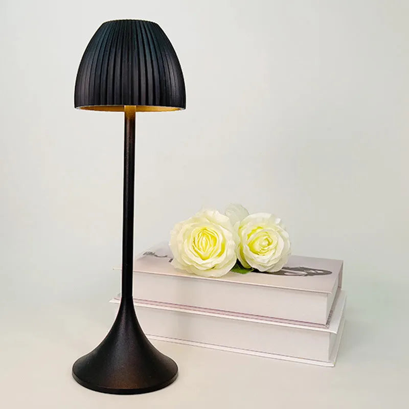 Modern simple design touch dimming bedside lamp with thin round base in black colour option