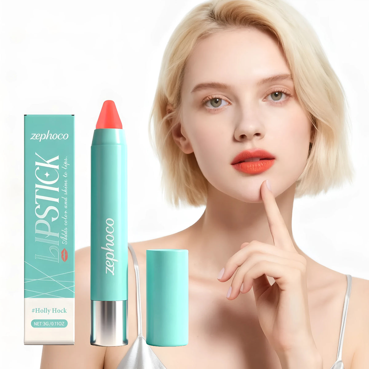 Glow Soft Lipstick Pen 3g in rose pink, light pink, brown red, and orange red shades