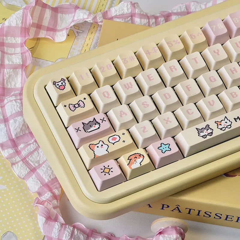 Theme Sublimation Pixel Hakimi Key Cap PBT mechanical keyboard keycap in cat head colour design